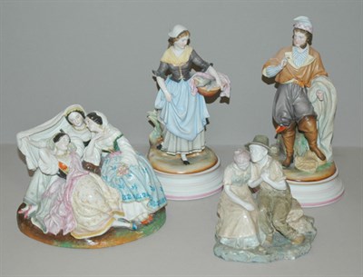 Lot 4167 - Four Porcelain Figure Groups Including a pair...