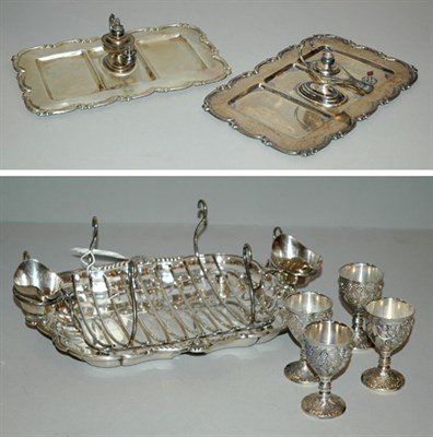 Lot 4282 - Three Silver Plated Table Articles; Together...
