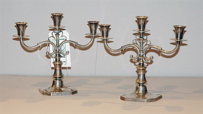 Lot 4291 - Pair of Sterling Silver Three-Light...