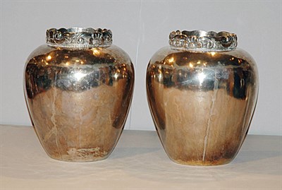 Lot 4299 - Pair of Mexican Silver Vases Total...