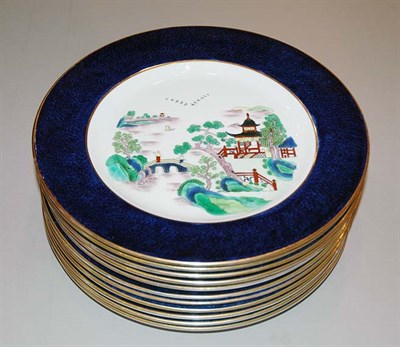 Lot 4392 - Eleven Crown Staffordshire Porcelain Plates