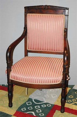 Lot 4476 - Empire Style Carved Mahogany Armchair
