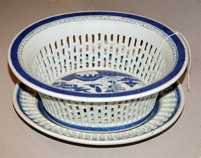 Lot 338 - Canton Porcelain Reticulated Bowl and Undertray