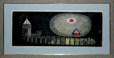 Lot 108 - Henry Kallem MOONLIGHT Color woodcut, signed,...