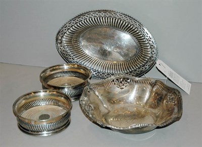 Lot 375 - Pair of American Sterling Silver Wine Coasters;...