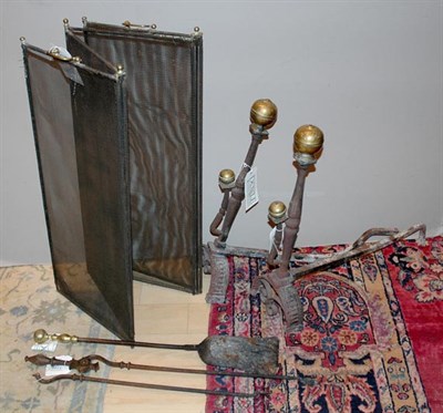 Lot 583 - Group of Fireplace Equipment Comprising a pair...