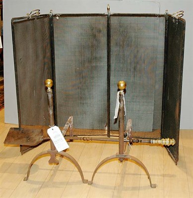 Lot 291 - Group of Brass and Iron Fireplace Equipment...