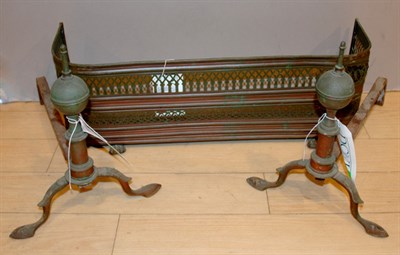 Lot 452 - Brass Andirons; Together with a Brass Fire...