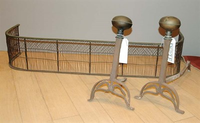 Lot 475 - Pair of Metal Andirons; Together with a...