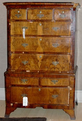 Lot 3535 - Queen Anne Figured Fruitwood Chest on Chest...