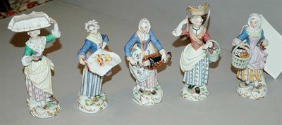 Lot 347 - Five Meissen Porcelain Figures Height of...