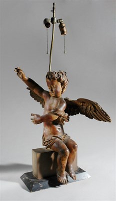 Lot 277 - Continental Carved Wood Figure of a Winged...