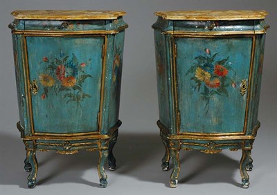 Lot 3227 - Pair of Venetian Painted Bedside Tables Height...
