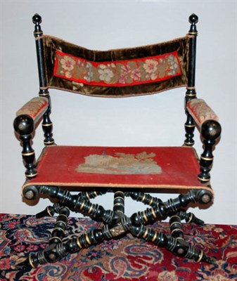 Lot 481 - Continental Turned Fruitwood Needlepoint...