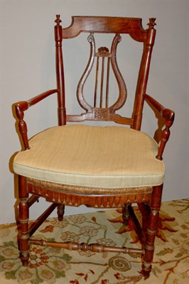Lot 547 - Edwardian Fruitwood Lyre Back Armchair