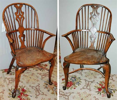 Lot 315 - Pair of Windsor Fruitwood Armchairs