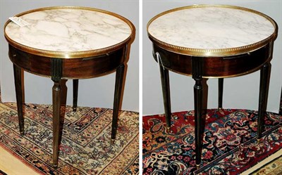 Lot 455 - Pair of Louis XVI Style Marble Top Mahogany...