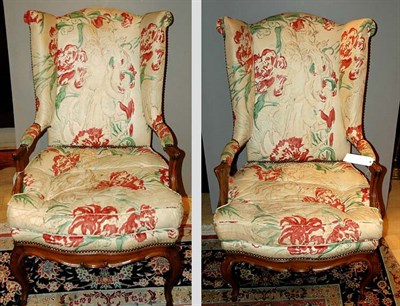 Lot 556 - Pair of Louis XV Style Upholstered Fruitwood...