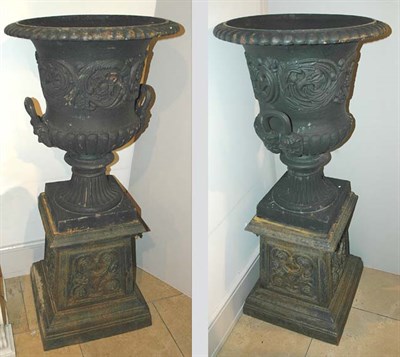 Lot 263 - Pair of Neoclassical Style Metal Garden Urns...