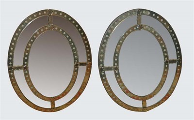 Lot 554 - Pair of Venetian Oval Mirrors Height 32 inches,...