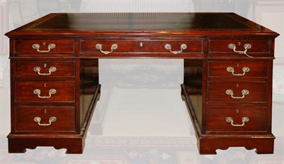 Lot 333 - Georgian Style Leather Top Mahogany Pedestal...