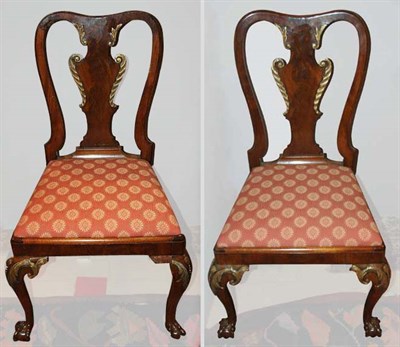 Lot 522 - Pair of Georgian Style Parcel Gilt Walnut Side...