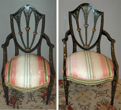 Lot 307 - Pair of Painted Hepplewhite Armchairs Arthur...