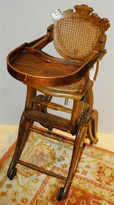 Lot 271 - Victorian Walnut and Caned Child's Highchair...