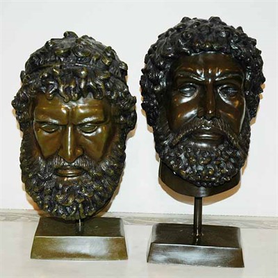 Lot 258 - Two Classical Style Bronze Heads Height of...