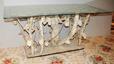 Lot 317 - Continental Glass Top Table with Bacchanalian...