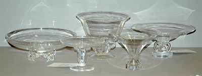 Lot 337 - Three Steuben Glass Bowls; Together with Two...