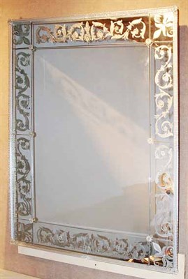 Lot 370 - Venetian Etched Glass Mirror Framed Mirror...
