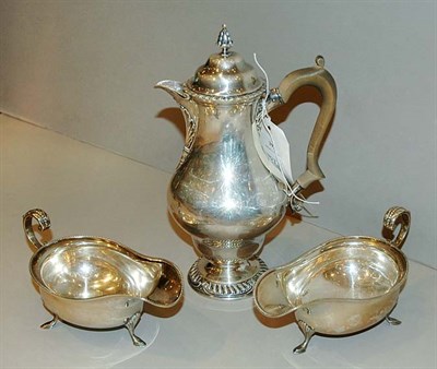 Lot 393 - English Silver Coffee Pot; Together with a...