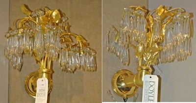 Lot 534 - Pair of Gilt-Metal and Glass Three-Light...