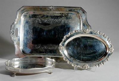Lot 445 - Group of Five Silver Plated Trays; Together...