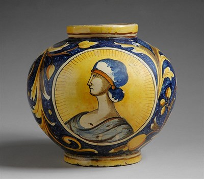 Lot 242A - Italian Maiolica Jar Deruta, 19th century Of...
