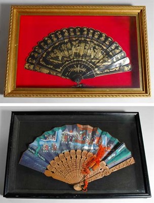 Lot 3291 - Two Chinese Export Fans Late 19th century...