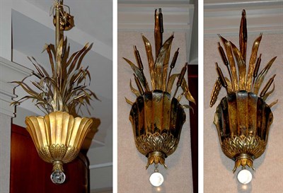 Lot 3506 - Art Deco Style Gilt-Metal Six-Light Hall...