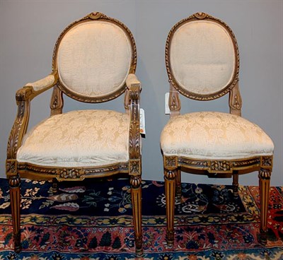 Lot 3577 - Set of Eight Louis XVI Style Carved and...