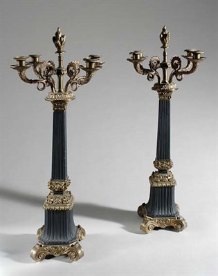 Lot 3733 - Pair of Empire Style Metal Four-Light...