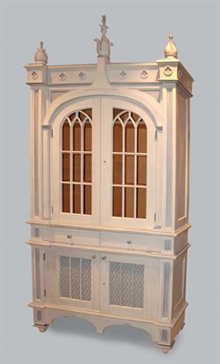 Lot 298 - Gothic Revival Style Painted Two-Part Cabinet...
