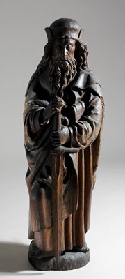 Lot 244 - Continental Carved Oak Figure of a Bearded Man...