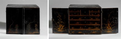 Lot 321 - Chinese Export Gilt Decorated Black Lacquer...