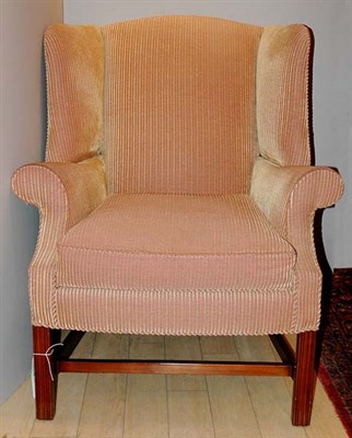 Lot 150 - Georgian Style Upholstered Mahogany Wing Chair