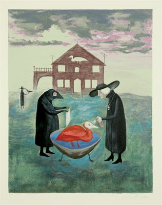 Lot 4173 - Leonora Carrington BIRD BATH Color screenprint,...