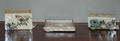 Lot 279 - Three Japanese Kenzan Type Pottery Items 20th...