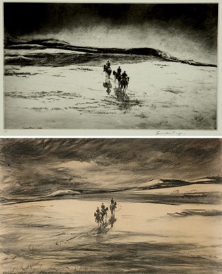Lot 4439 - Levon West [RIDERS, WYOMING] A charcoal...