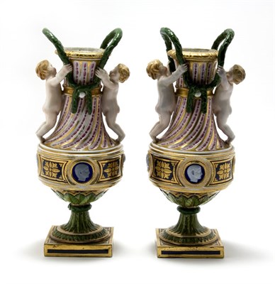 Lot 4136 - Pair of Sevres Gilt Decorated Porcelain...