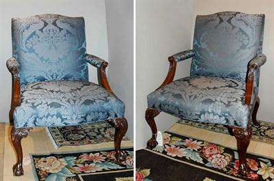 Lot 4496 - Pair of George III Style Mahogany Library Chairs