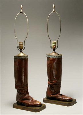 Lot 4388 - Pair of Leather Riding Boots Each mounted as a...